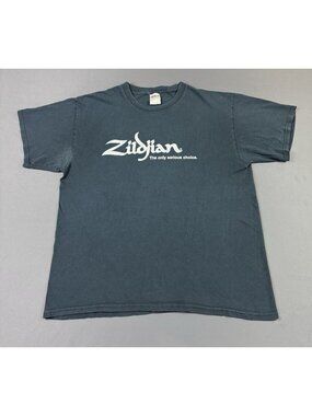 Vintage Y2K Zildjian Turkish Cymbals Drums Sun Fade Black Large Shirt Rare Promo